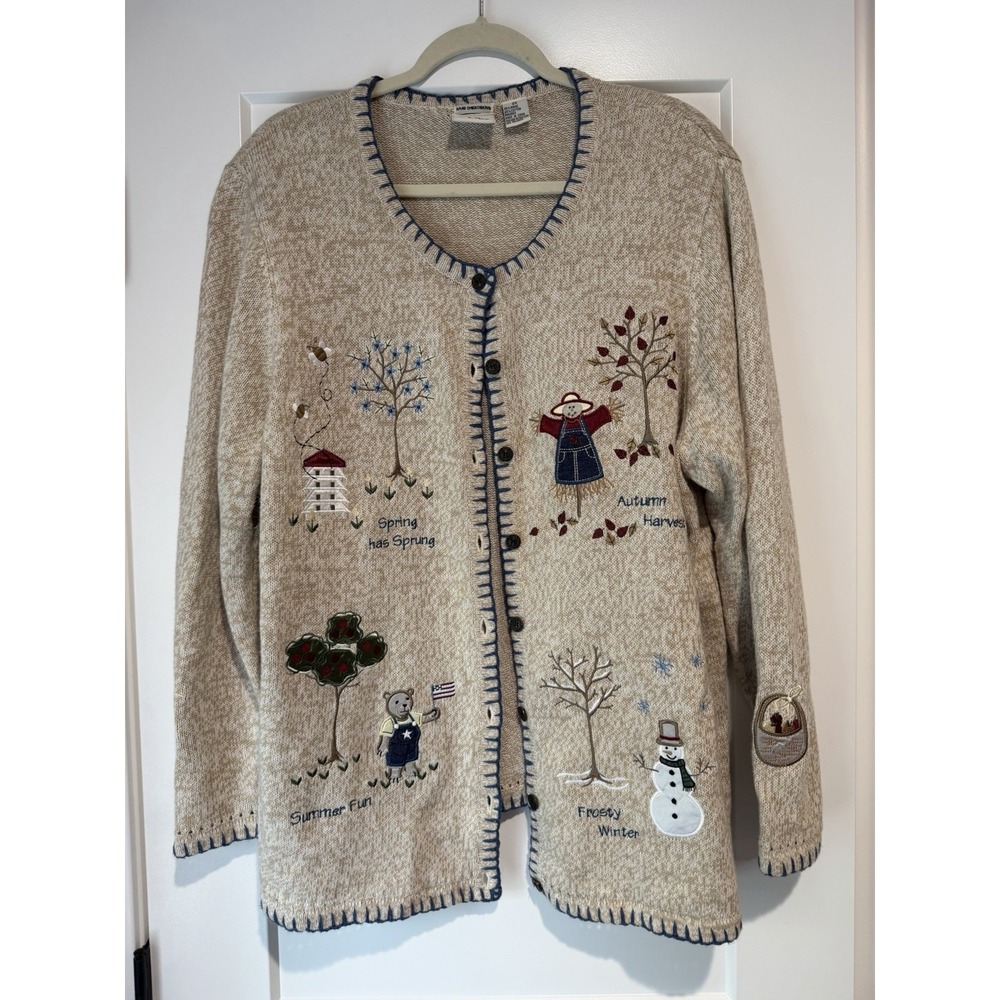 Vintage 90s Y2K Christopher & Banks Cardigan Sweater Womens 2XL Seasons Teacher